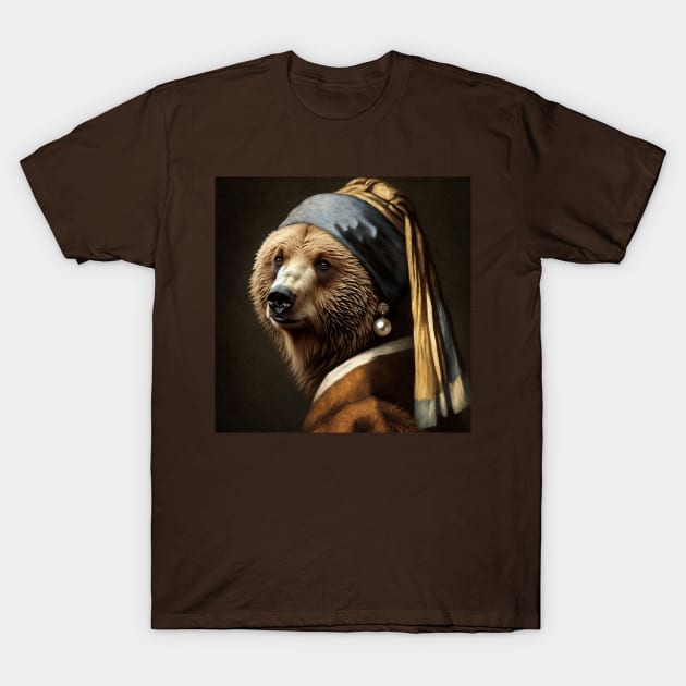 Wildlife Conservation - Pearl Earring Grizzy Bear Meme T-Shirt by Edd Paint Something